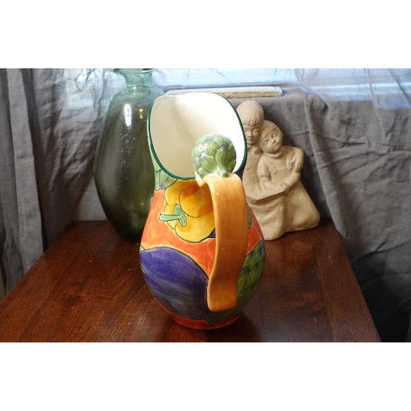 Clay Art Toscano collection large pitcher bright colors with vegetables - Picture 9 of 9